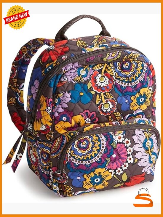 Premium Cotton Mini Backpack, Floral, Zip Closure, 2 Pockets main image 4